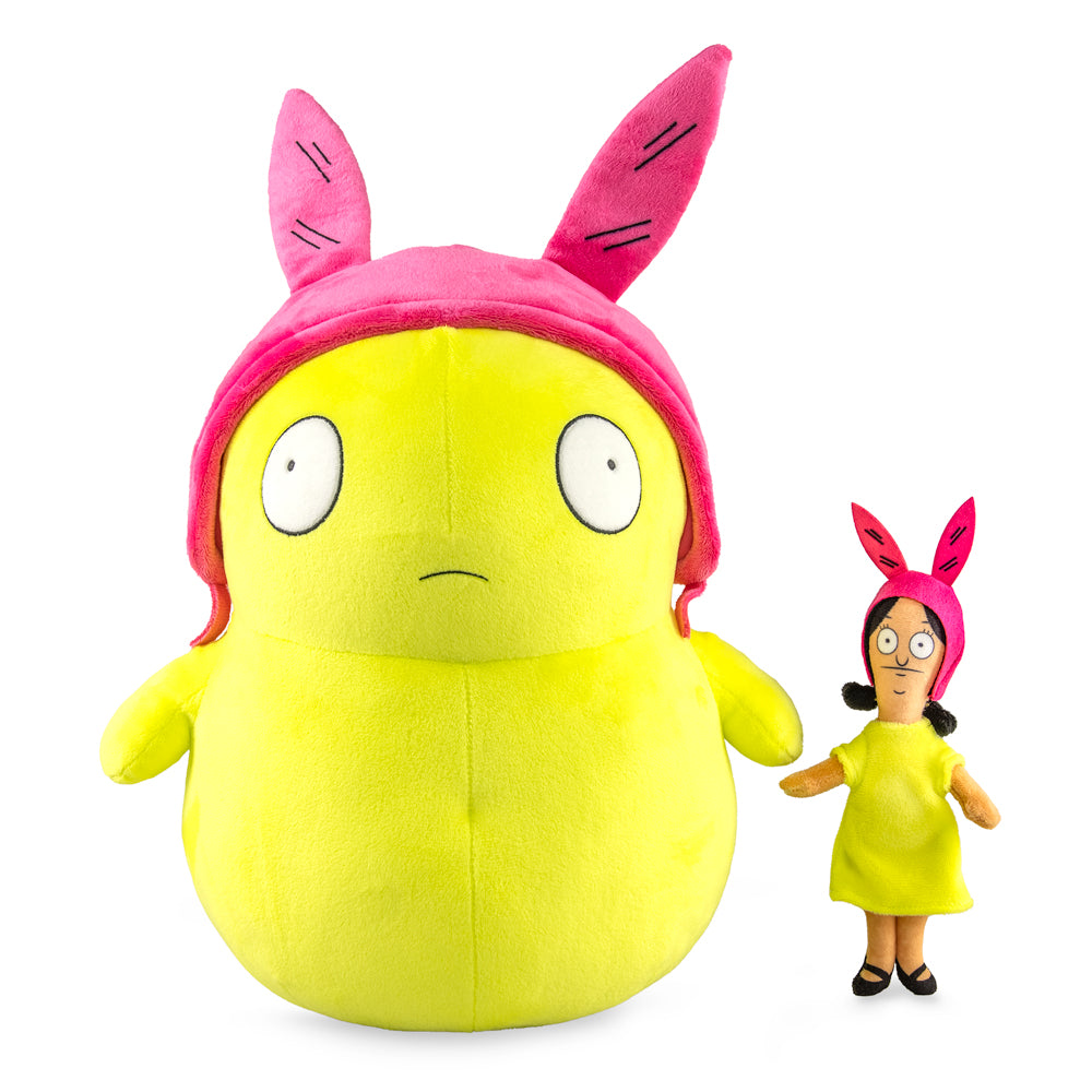 Bob's Burgers Louise and Kuchi Kopi 16-inch hugme plush with shake action, soft and collectible character plush toy.