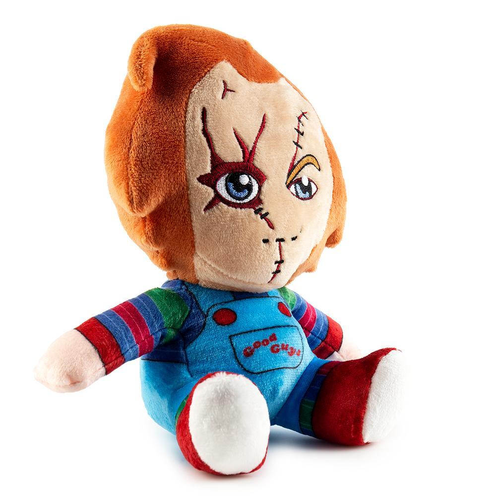 Child's Play Chucky Horror PHUNNY plush by Kidrobot, soft toy featuring Chucky's face and signature details from the horror film.