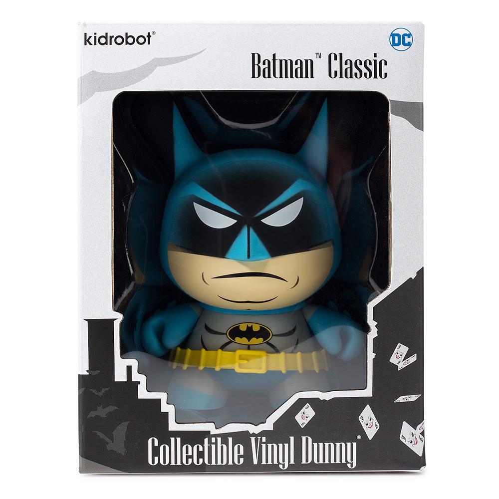 Vintage Batman 5-inch Dunny art figure by Tristan Eaton, featuring black design and classic DC Comics Batman character.