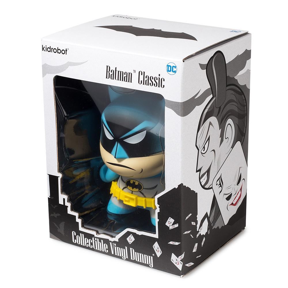 Vintage Batman 5-inch Dunny art figure by Tristan Eaton, featuring a black comic-style design with detailed Batman artwork.