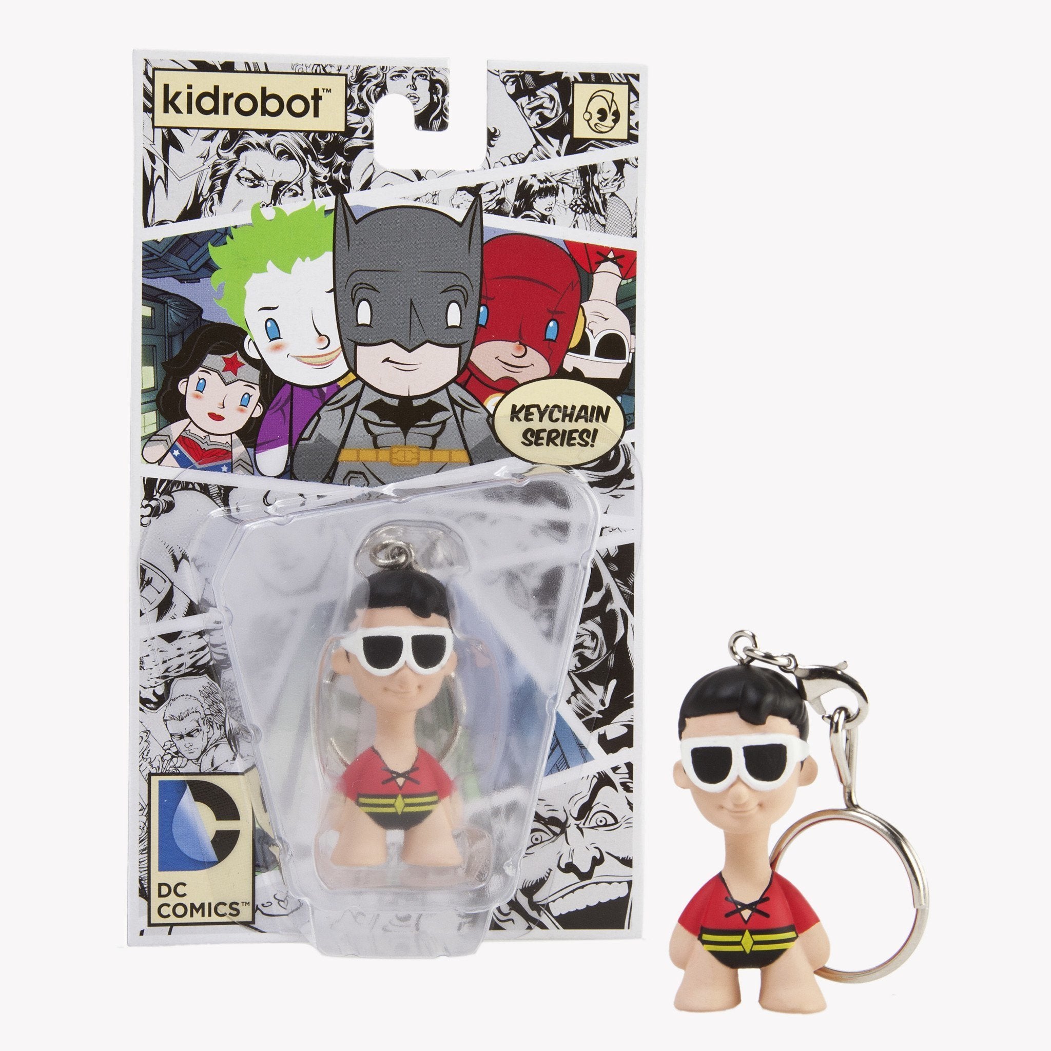 DC Universe Plastic Man 1.5-inch keychain featuring Vinyl and metal components, showcasing the iconic stretchy superhero character.