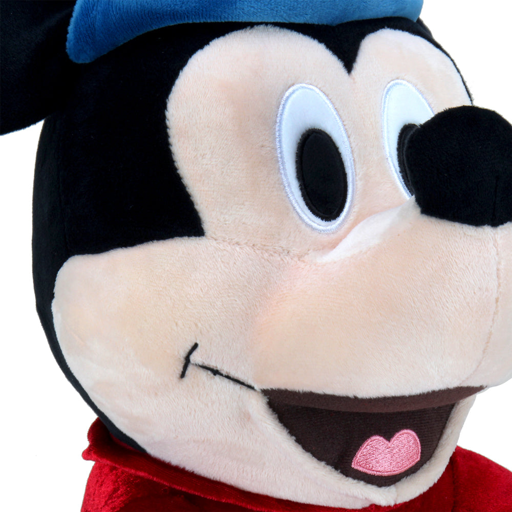 Disney Fantasia Sorcerer Mickey 16-inch HugMe plush toy, soft and huggable with detailed Sorcerer Mickey costume and facial features.