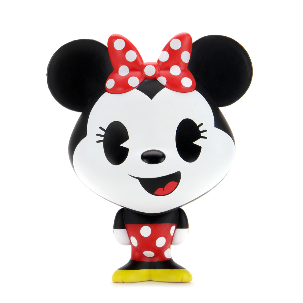 Disney Minnie Mouse BHUNNY 4-inch vinyl figure featuring Minnie with pink bow and classic outfit, collectible Disney character toy.
