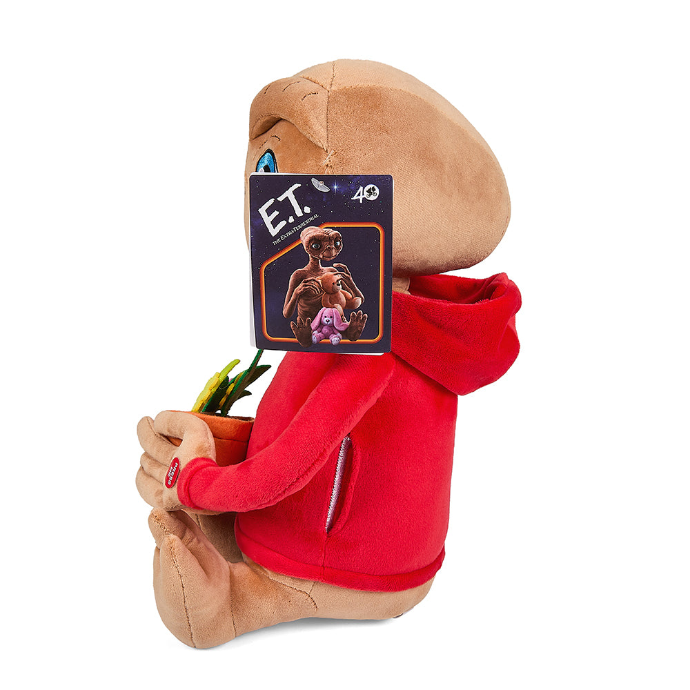 E.T. the Extra-Terrestrial hooded plush with light-up finger, 13-inch interactive toy featuring E.T. character design and soft fabric.