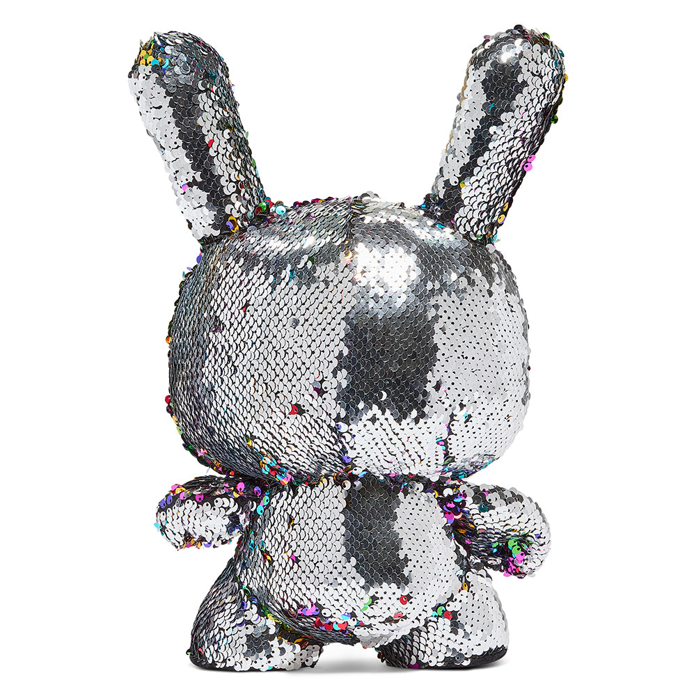 Kidrobot Flippin Rainbows 13-inch plush Dunny featuring colorful rainbow design and soft fabric texture.