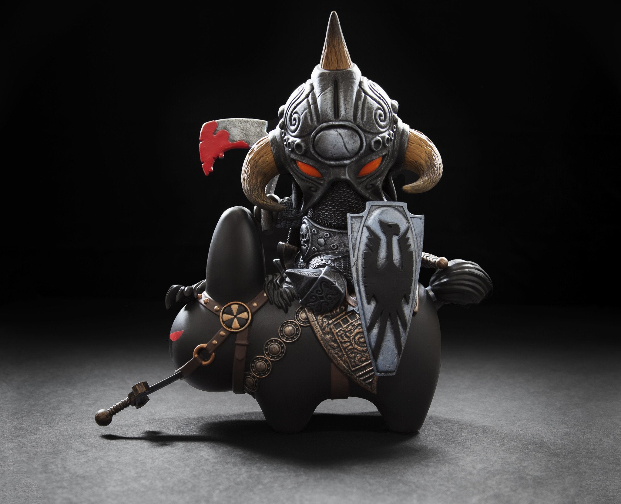 Frank Kozik's Frazetta Death Dealer medium art figure, limited edition vinyl sculpture, detailed fantasy warrior collectible.