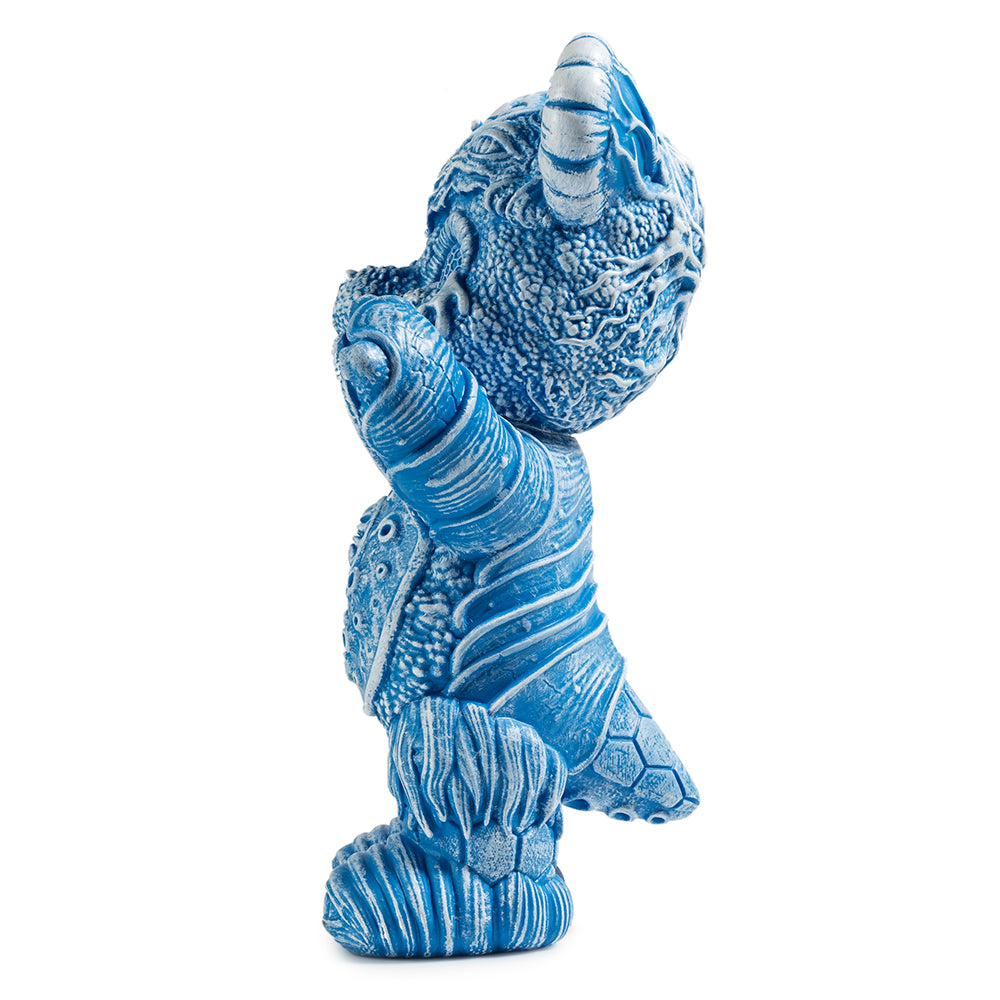 Blue edition Free Hugs Bear art figure by Frank Kozik, vinyl collectible sculpture with detailed design and expressive features.