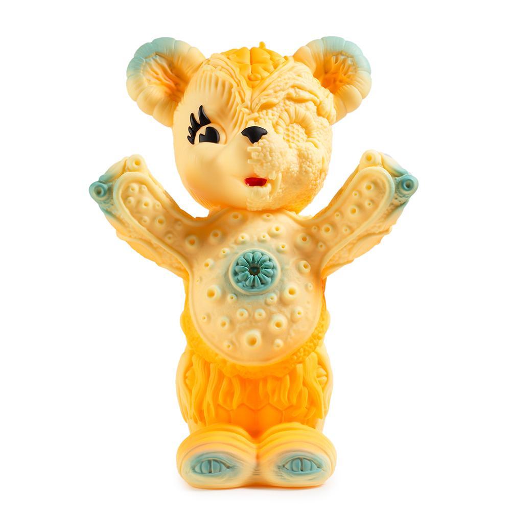 Orange edition Free Hugs Bear art figure by Frank Kozik, limited to 500, vinyl collectible with detailed design.