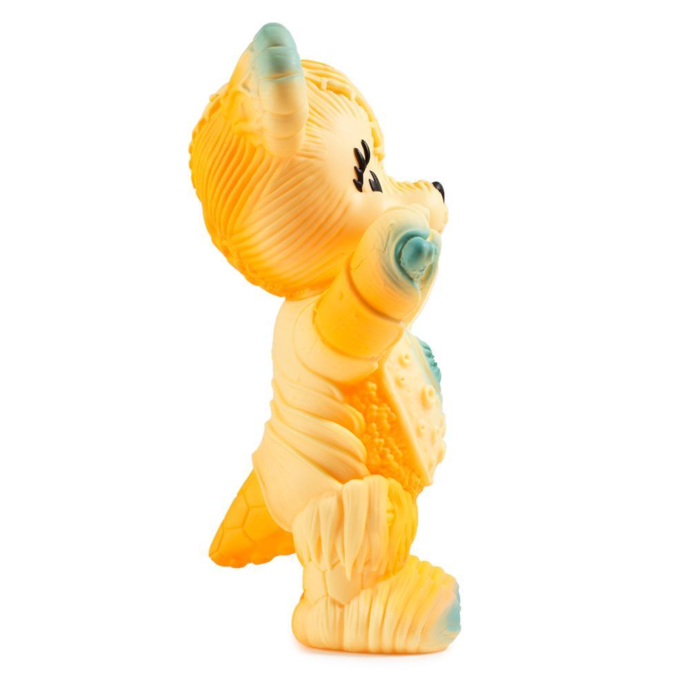 Orange Free Hugs Bear art figure by Frank Kozik, limited edition vinyl collectible, featuring a playful, stylized bear design.