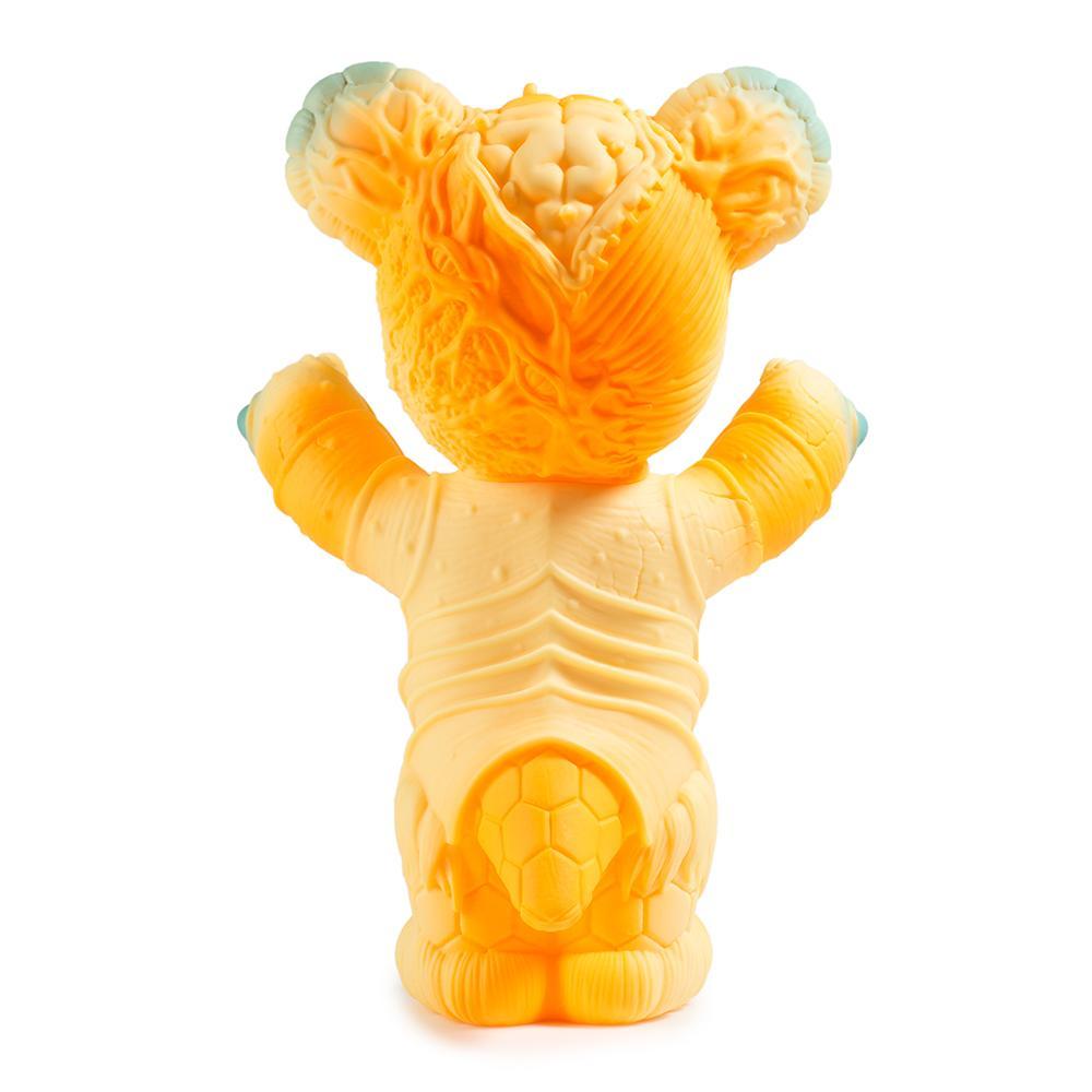 Orange Free Hugs Bear art figure by Frank Kozik, limited edition vinyl sculpture with vibrant design and collectible appeal.