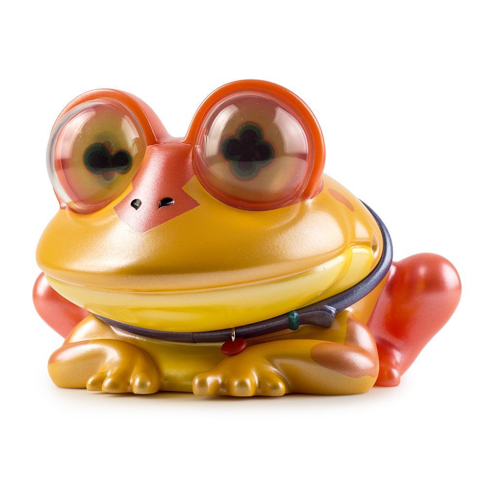 Futurama Hypnotoad 6-inch metallic art figure by Kidrobot, showcasing a shiny vinyl collectible with hypnotic eyes and detailed design.