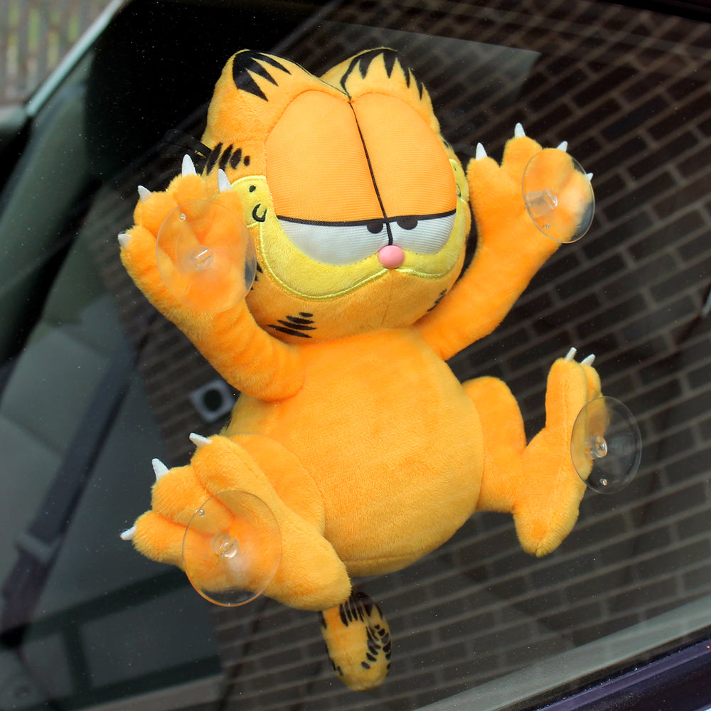 Garfield 8-inch plush suction cup window clinger by Kidrobot, relaxed edition, featuring Garfield's classic orange fur and relaxed expression.