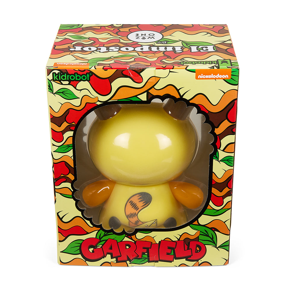 8-inch Garfield "El Impostor" Dunny art figure by WuzOne, featuring a creative Garfield design with distinct cartoon details.