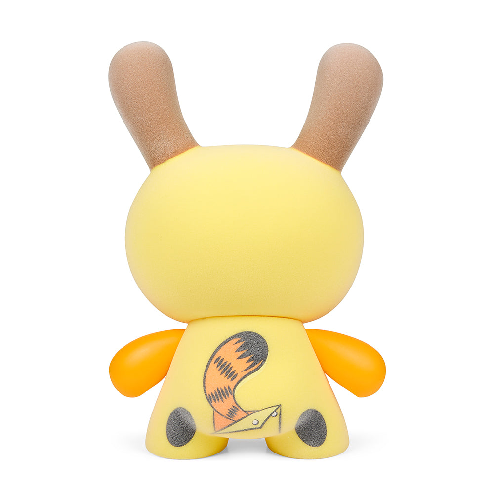 Garfield "El Impostor" 8-inch Dunny art figure by WuzOne, featuring a stylized cartoon cat design with bold colors and unique details.