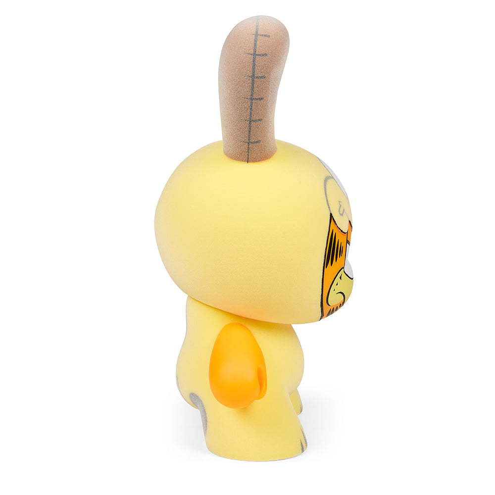 Garfield "El Impostor" 8-inch Dunny art figure by WuzOne, featuring a stylized cartoon cat with unique design elements.