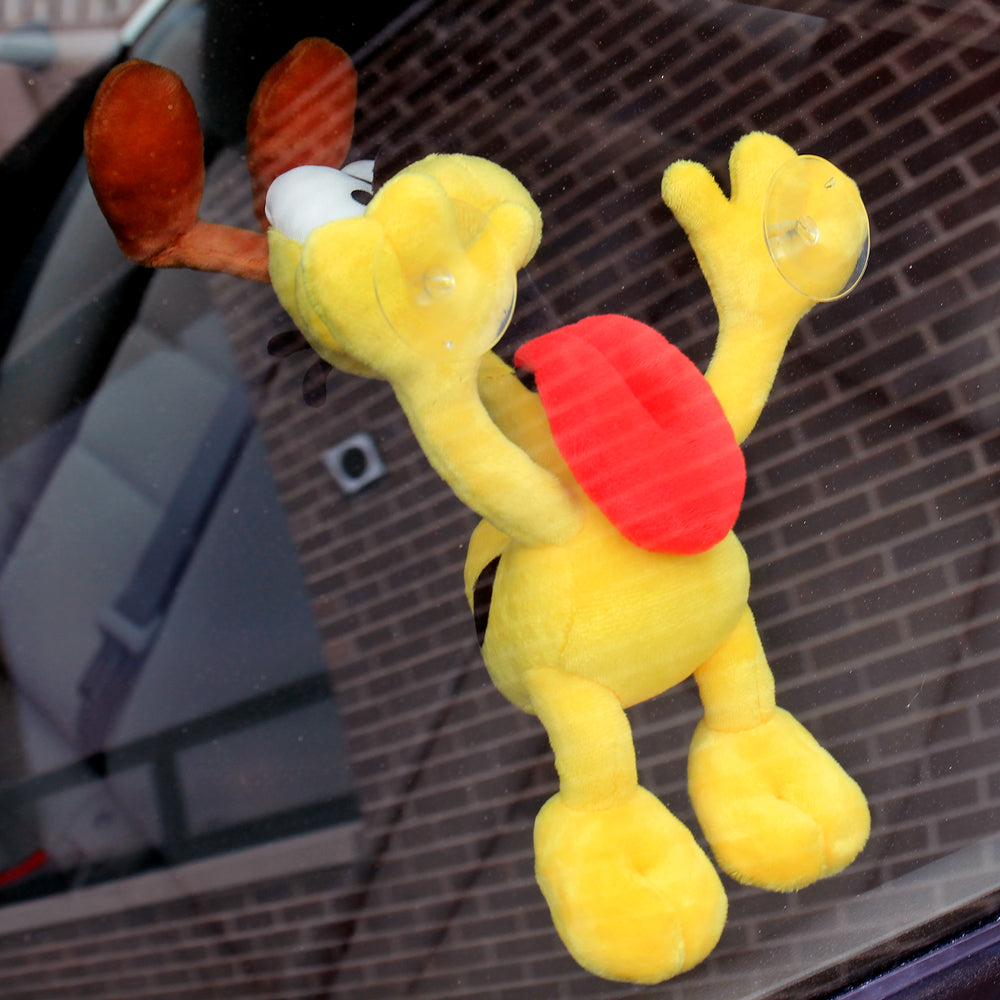 Garfield and Odie 8-inch plush suction cup window clinger by Kidrobot, featuring colorful, soft plush characters for display or decoration.