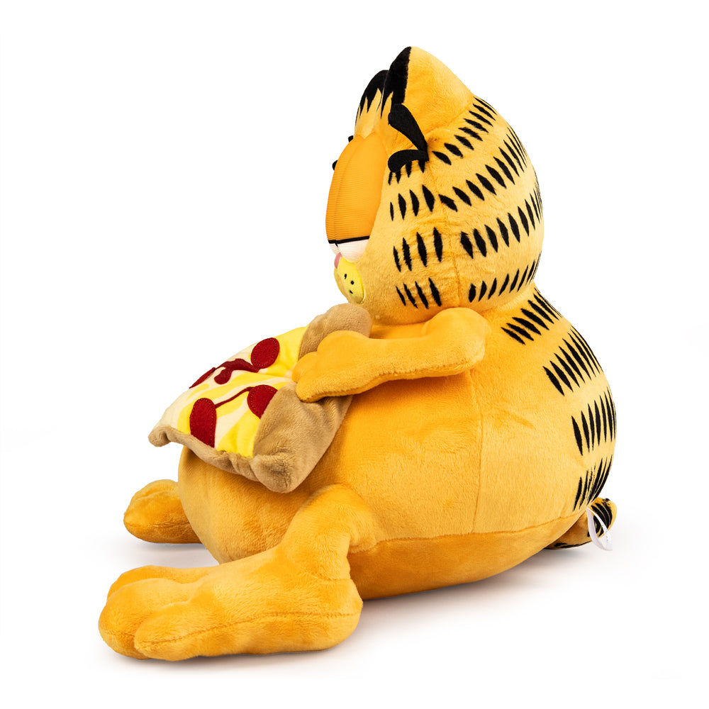 Garfield overstuffed pizza plush toy, 13-inch medium soft plush from Kidrobot featuring Garfield's face and pizza design.