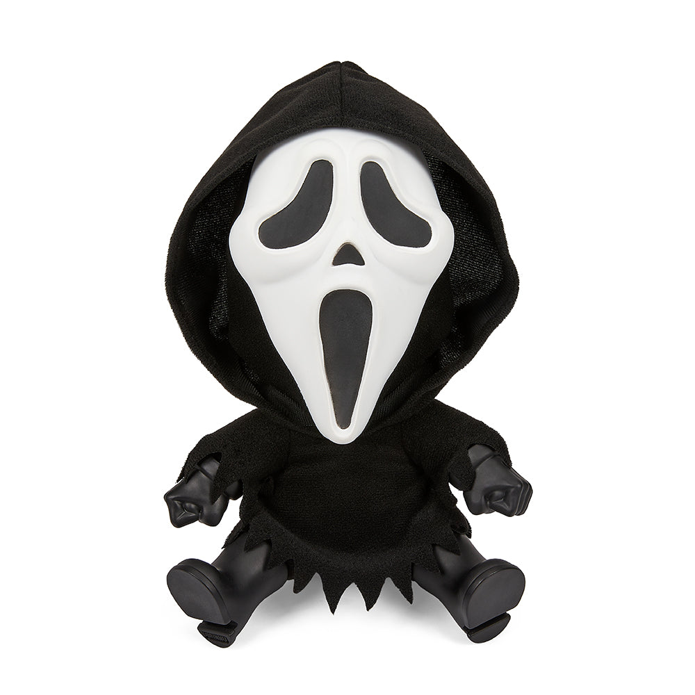 Ghost Face glow-in-the-dark plush toy featuring a spooky face and soft, cuddly texture from the Ghost Face Phunny collection.