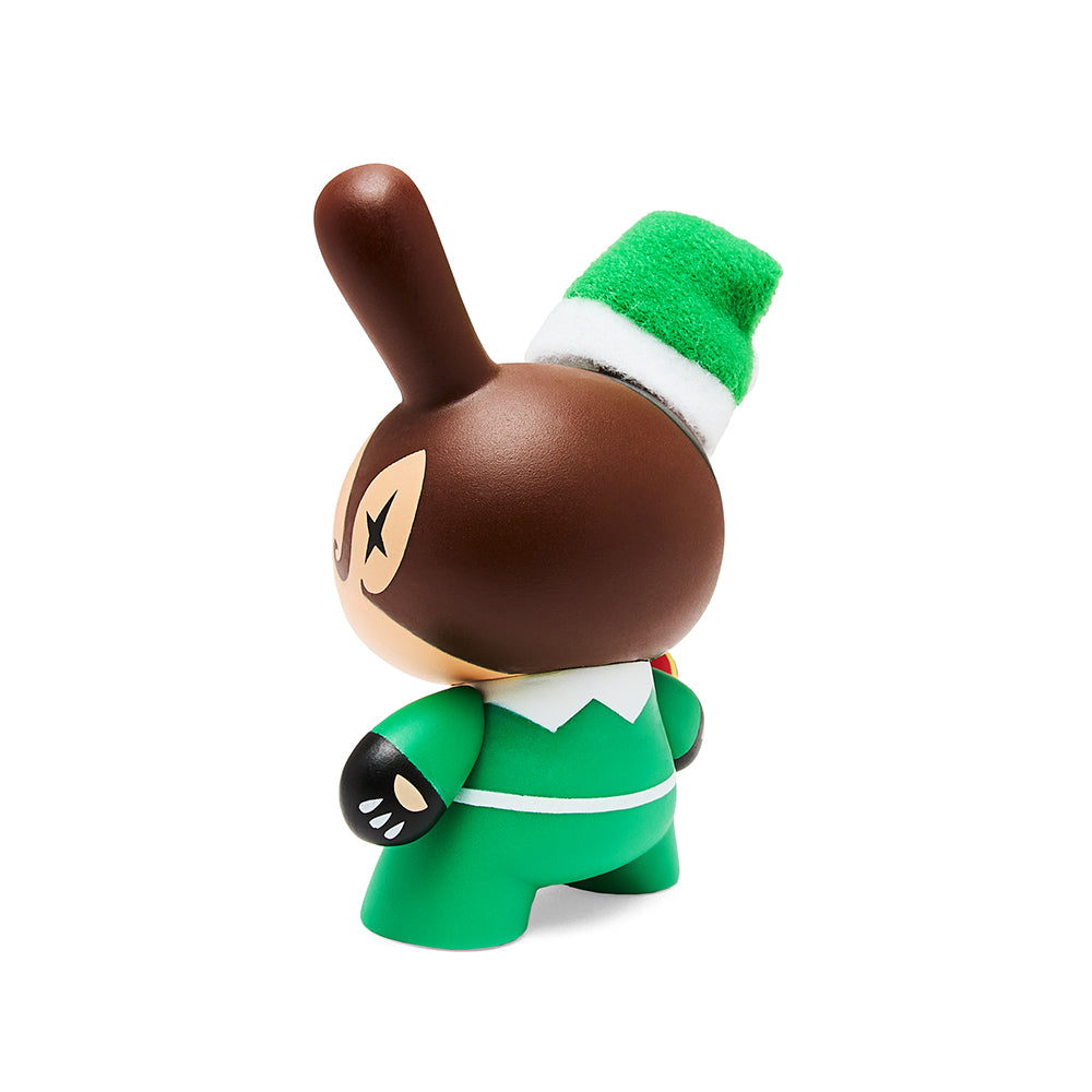 Kidrobot Go Elf Yourself 3-inch Holiday Dunny in Nice Edition, featuring a festive elf design with holiday-themed details.