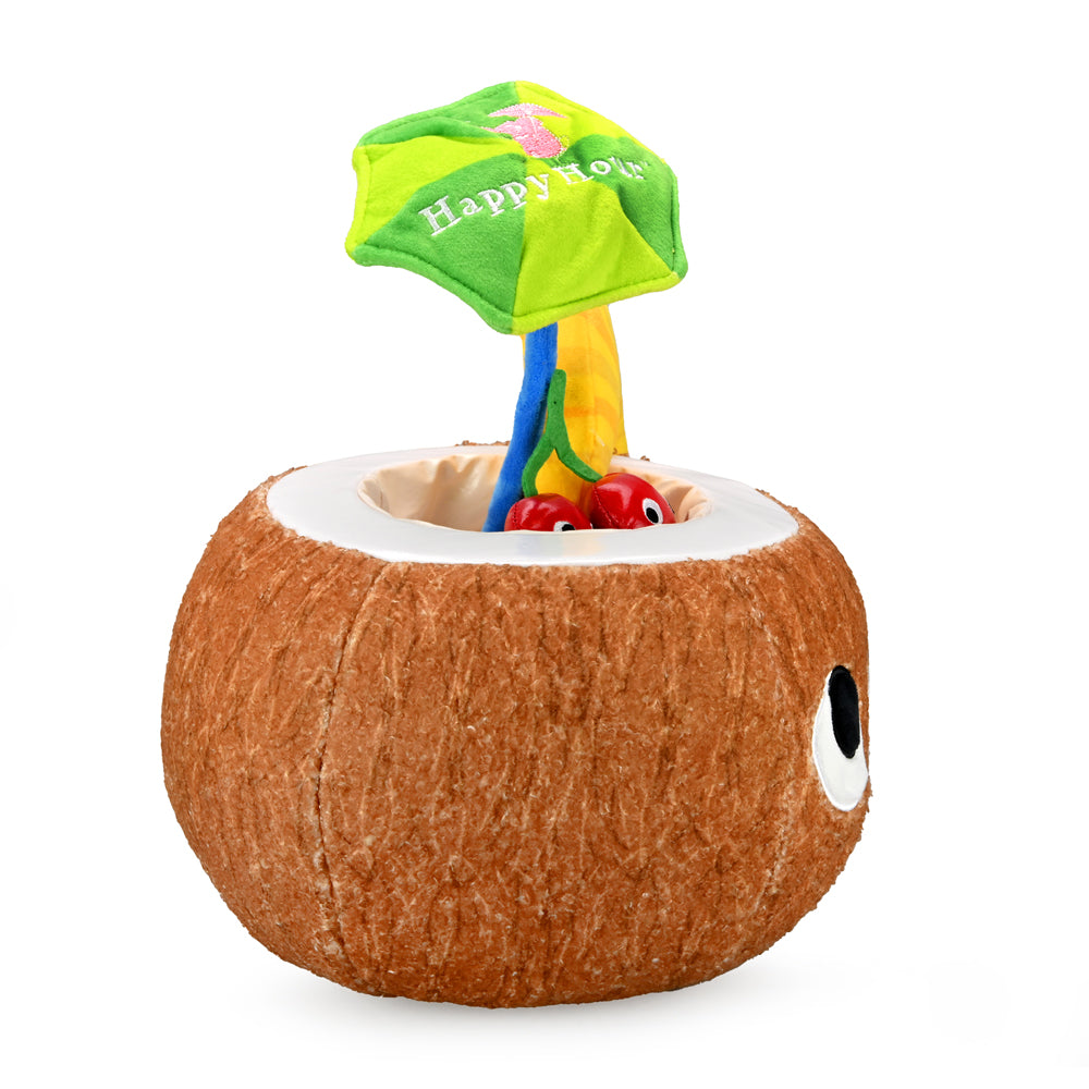 Kidrobot Happy Hour Camile Piña Colada plush toy, colorful interactive plush with tropical pineapple and coconut design.
