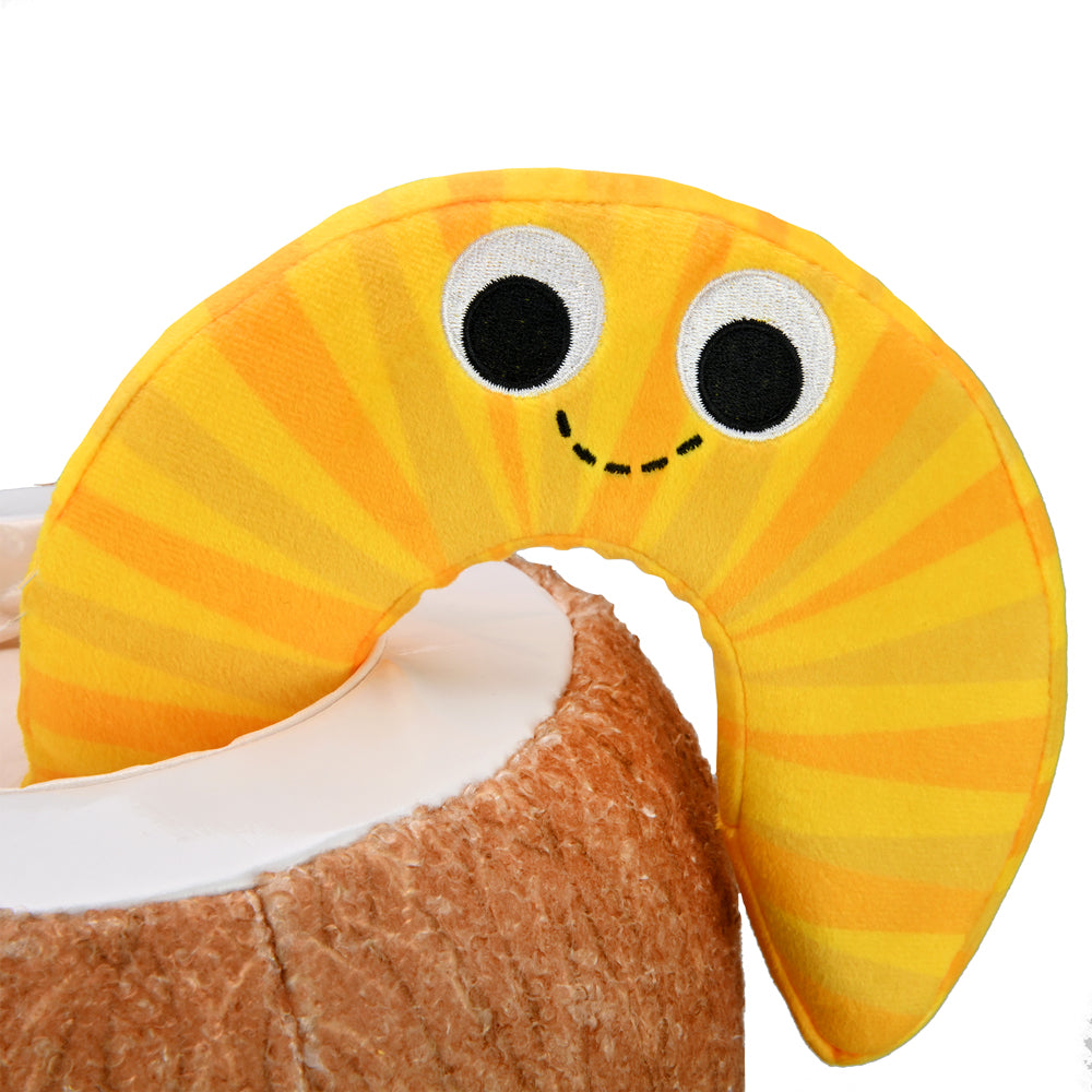 Kidrobot Happy Hour Camile Piña Colada interactive plush toy, soft and colorful with plush fabric and playful design.