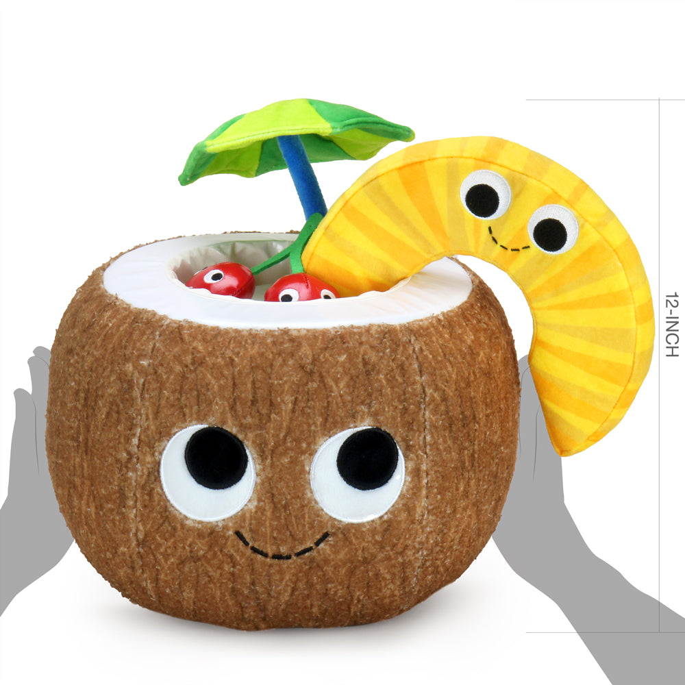 Kidrobot Happy Hour Camile Piña Colada plush toy, soft interactive plush with vibrant colors and playful design.
