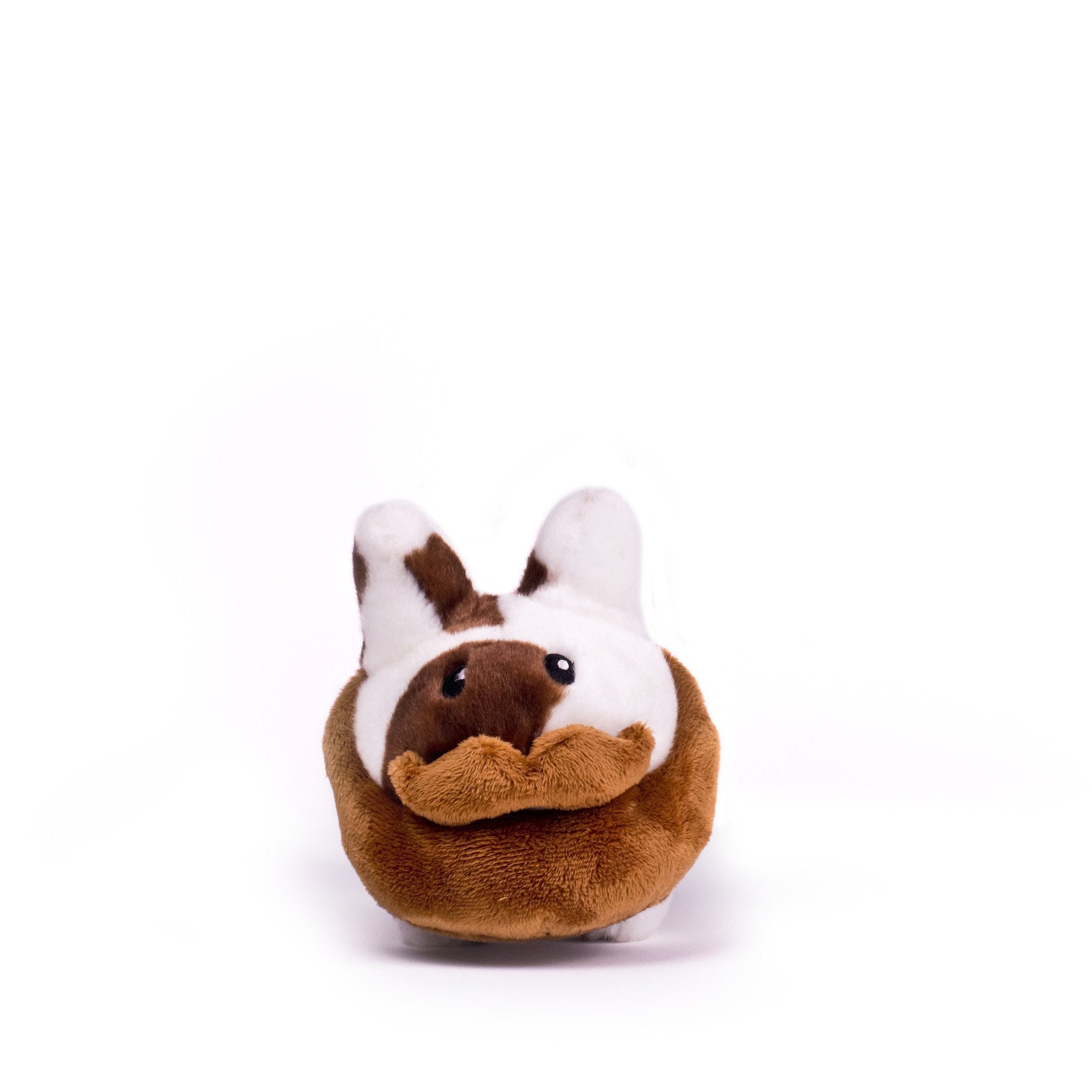 Seven-inch Happy Labbit Cow plush toy by Frank Kozik, featuring brown polyester fabric and a soft, cuddly stuffed animal design.