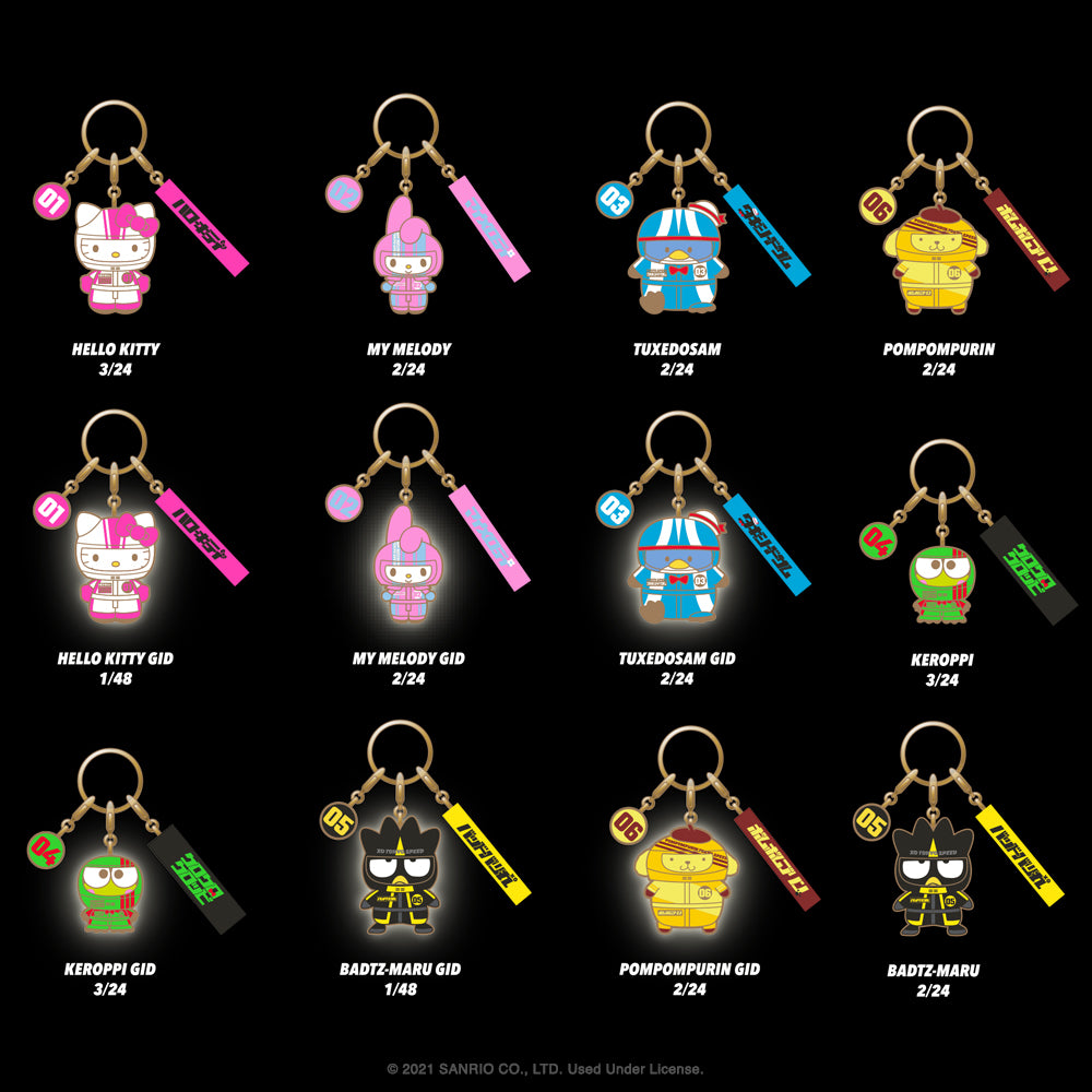 Hello Kitty and Friends Tokyo Speed enamel keychain by Sanrio featuring colorful character designs and Tokyo-themed details.