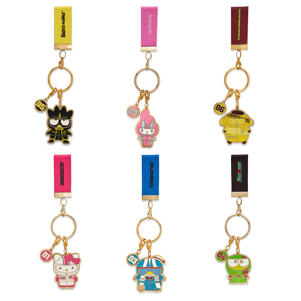 Sanrio Hello Kitty and Friends Tokyo Speed enamel keychain featuring colorful character designs and a cute, detailed finish.