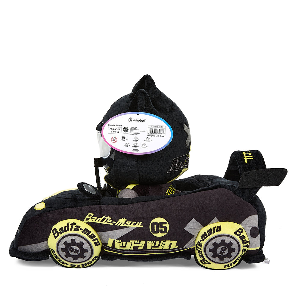Sanrio Hello Kitty and Friends Tokyo Speed Racer Badtz-maru 13-inch plush toy, soft and cuddly character from the Sanrio collection.