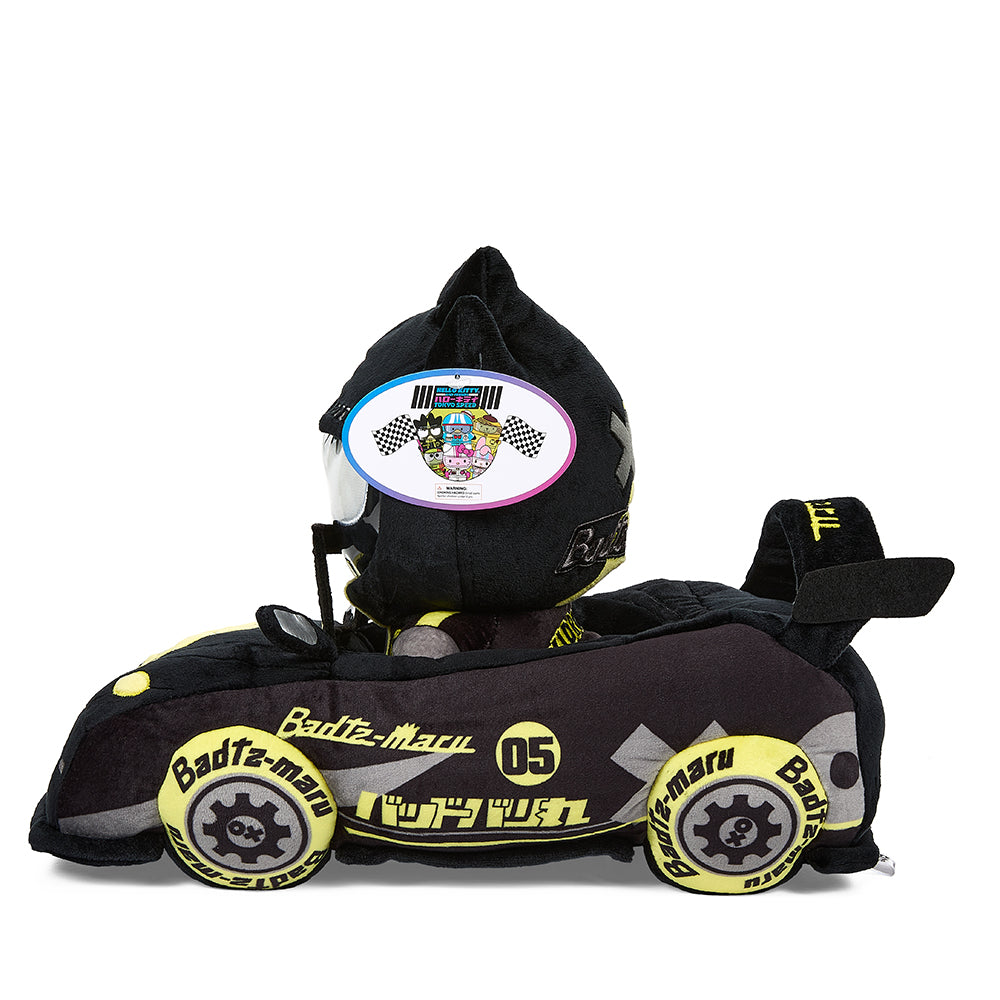Sanrio Hello Kitty and Friends Tokyo Speed Racer Badtz-maru 13-inch plush toy, soft and cuddly character from the Sanrio collection.