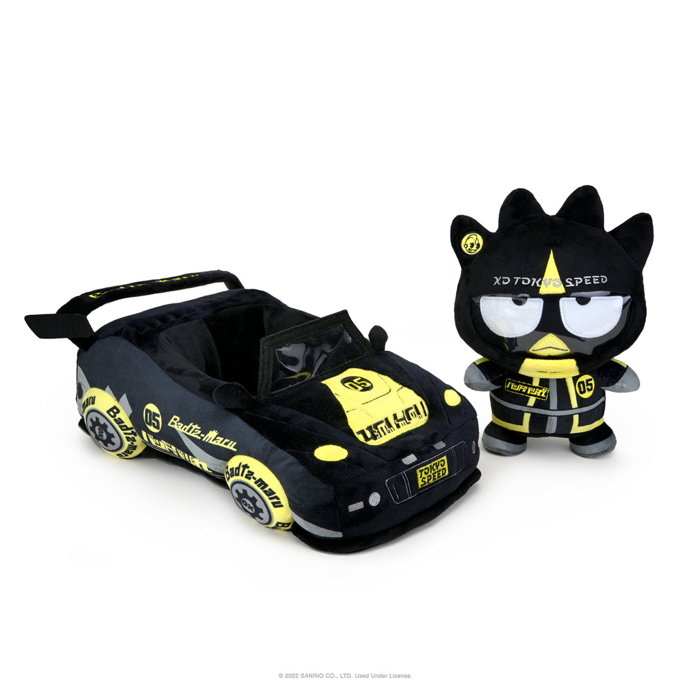 Sanrio Hello Kitty and Badtz-Maru 13-inch plush toys from Tokyo Speed Racer collection, soft and cuddly character plush.