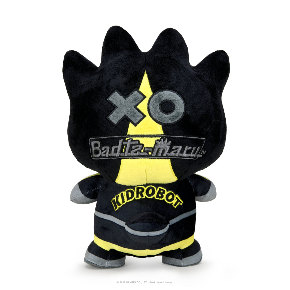 Sanrio Hello Kitty and Friends Tokyo Speed Racer Badtz-Maru 13-inch plush toy showing Badtz-Maru’s black plush body and expressive eyes