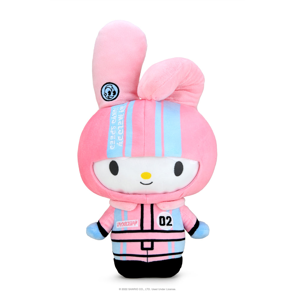 Soft 13-inch plush featuring Hello Kitty, My Melody, and Tokyo Speed Racer characters by Sanrio, perfect for cuddling and display.