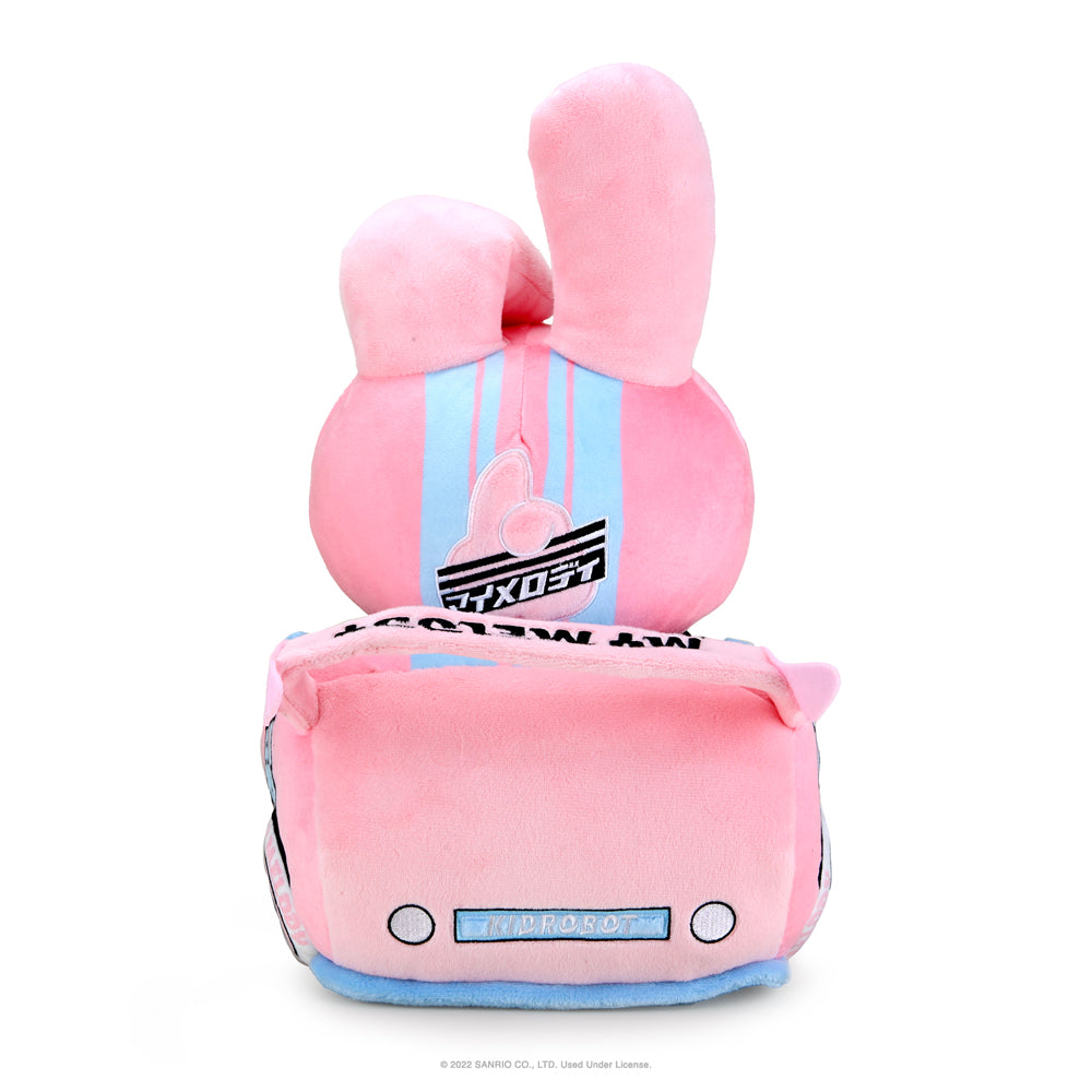 Sanrio Hello Kitty and My Melody 13-inch plush toys featuring Tokyo Speed Racer design, soft and cuddly collectible plushies.