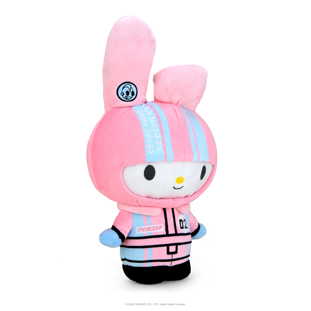 Sanrio Hello Kitty, My Melody, and Tokyo Speed Racer plush toys, 13-inch soft plush characters from the Sanrio collection.