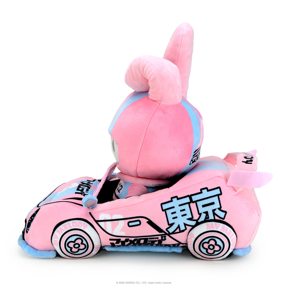 Sanrio Hello Kitty and My Melody 13-inch plush toys from Tokyo Speed Racer collection, soft and cuddly with detailed character features.
