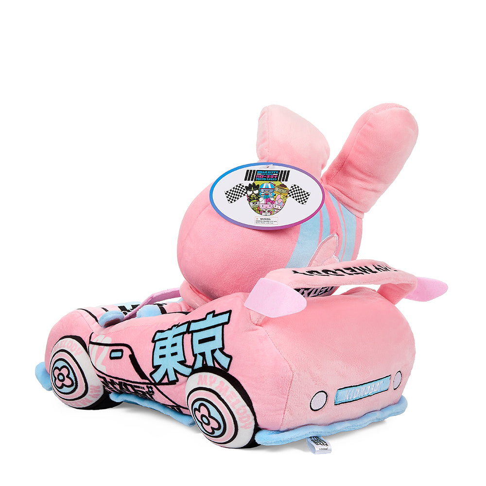 Sanrio Hello Kitty and My Melody 13-inch plush toys featuring Tokyo Speed Racer theme, soft fabric, and detailed character designs.
