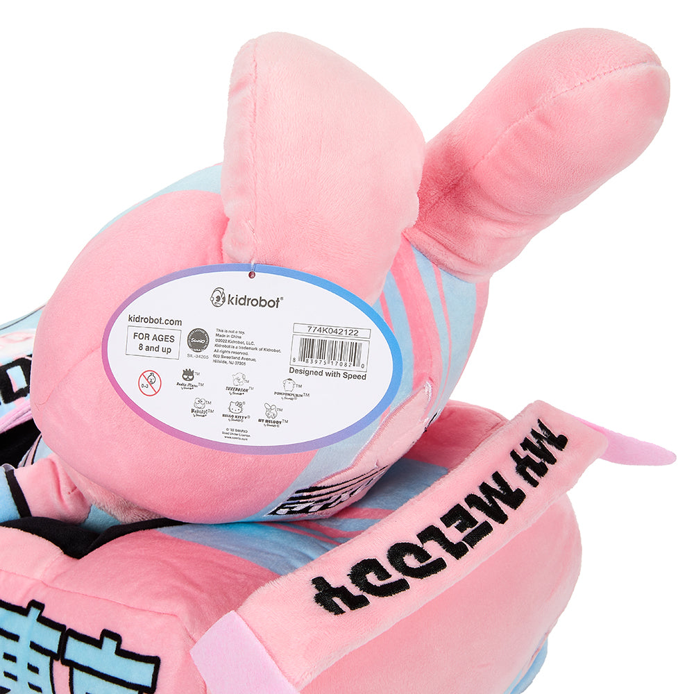Sanrio Hello Kitty and My Melody 13-inch plush toys featuring Tokyo Speed Racer design, soft and cuddly for kids.