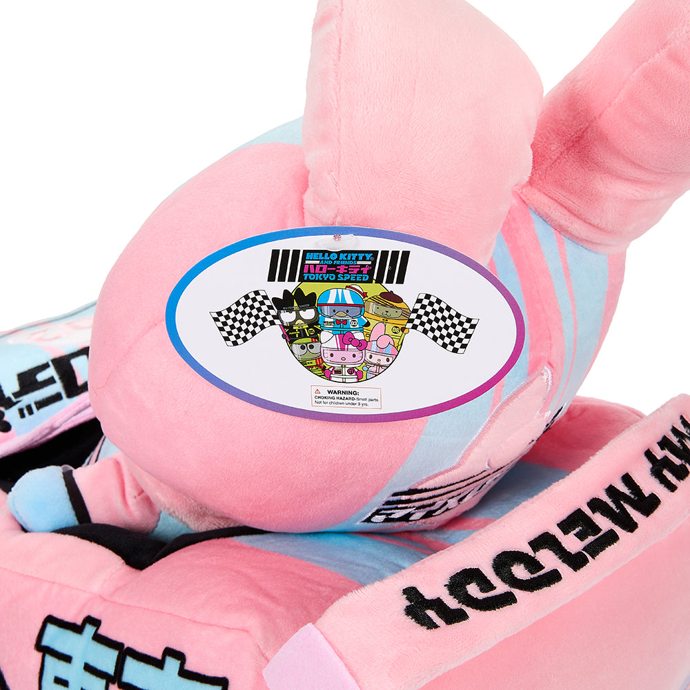 Sanrio Hello Kitty and My Melody 13-inch plush toys featuring Tokyo Speed Racer design, soft and cuddly for fans of Sanrio characters.
