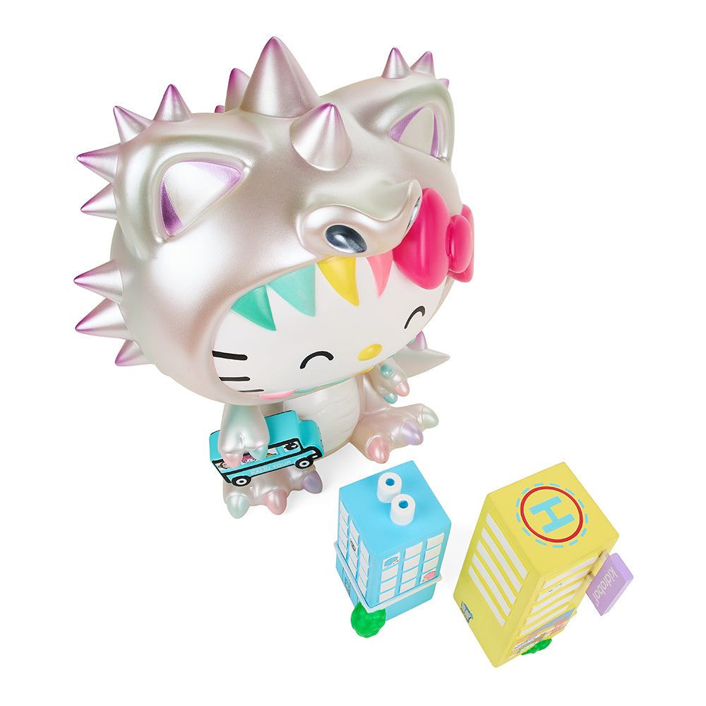 Hello Kitty Kaiju cosplay 8-inch vinyl art figure by Sanrio, Unicorn Edition, exclusive to 2022 convention.