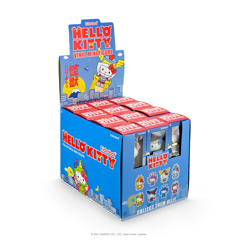 Sanrio Hello Kitty Kaiju Monsters 3-inch collectible vinyl figure by Kidrobot, featuring Aquados in blue wave design.