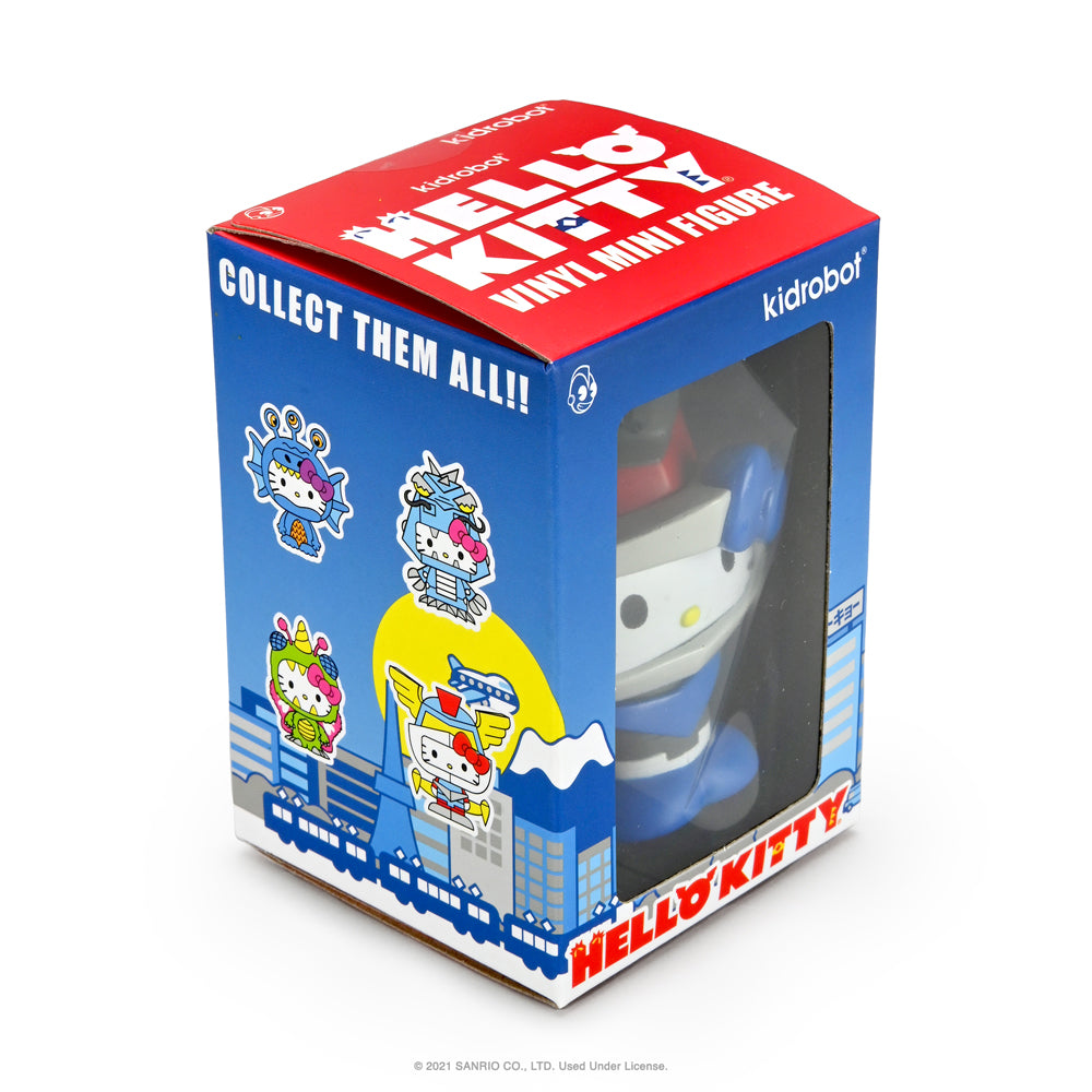 Hello Kitty® Kaiju Monsters 3" collectible vinyl figure by Kidrobot featuring Aquados Blue Wave, detailed mini Sanrio character.