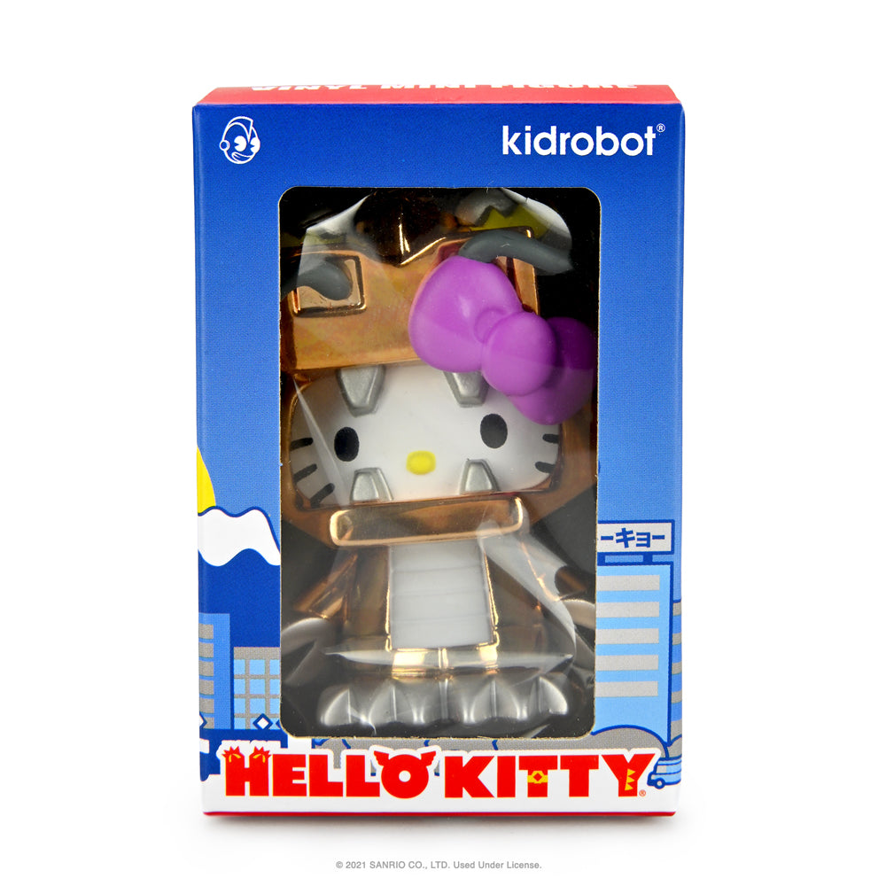 Hello Kitty® Kaiju Monsters 3-inch collectible vinyl figure by Kidrobot, featuring Aquados Blue Wave design, vintage style.