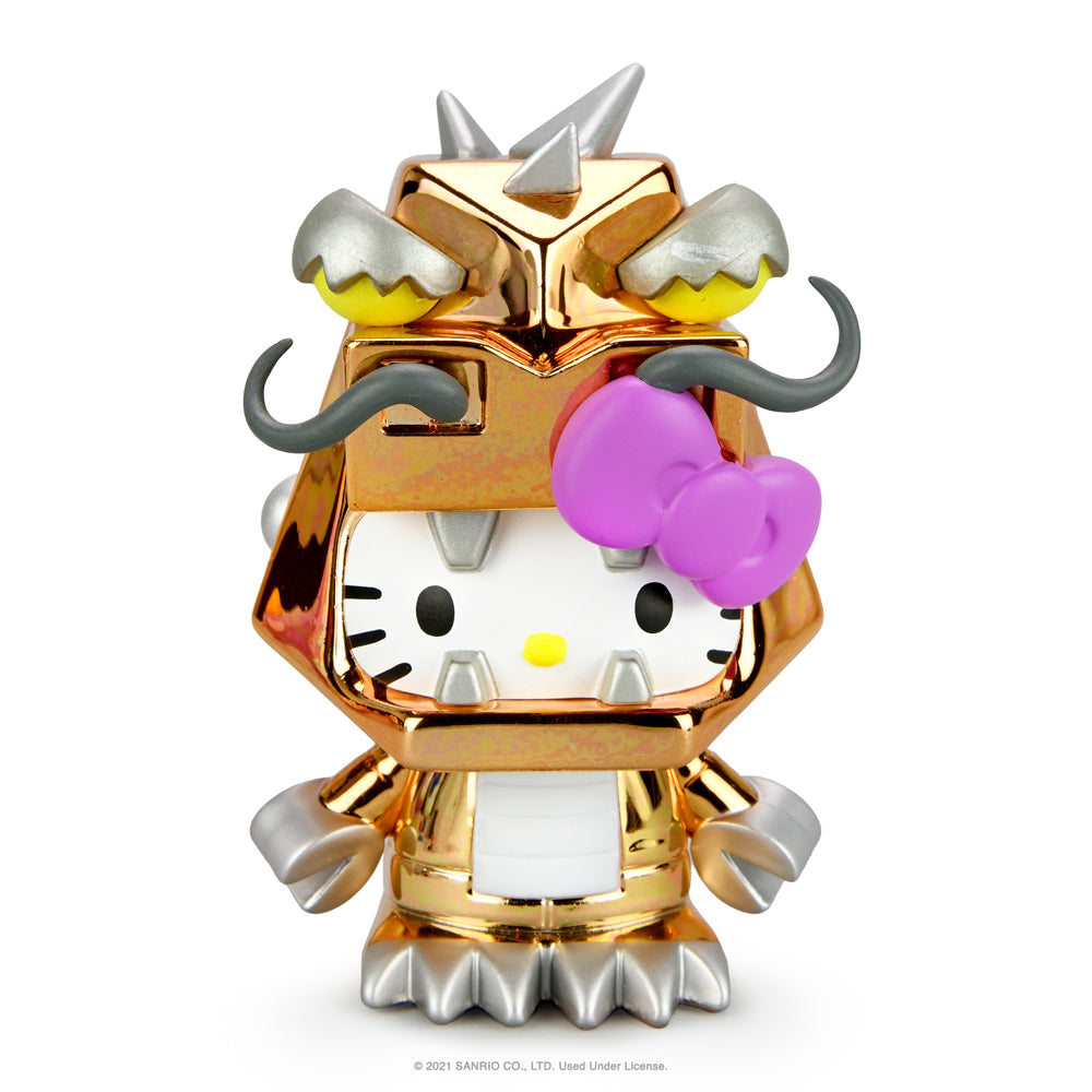 Hello Kitty Kaiju Monsters mini vinyl figure by Kidrobot, featuring blue Aquados wave design, collectible Sanrio character.
