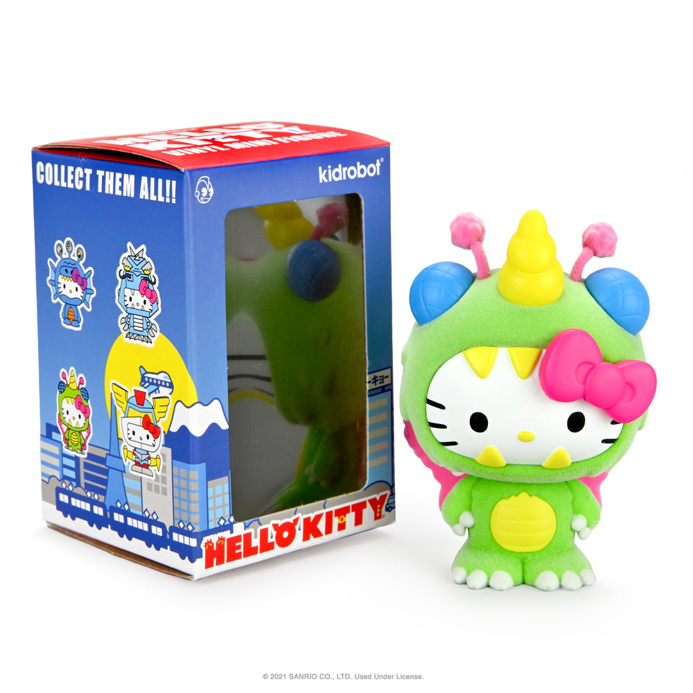 Hello Kitty Kaiju Monsters 3-inch collectible vinyl figure by Kidrobot, featuring Aquados Blue Wave design, Sanrio mini figure.