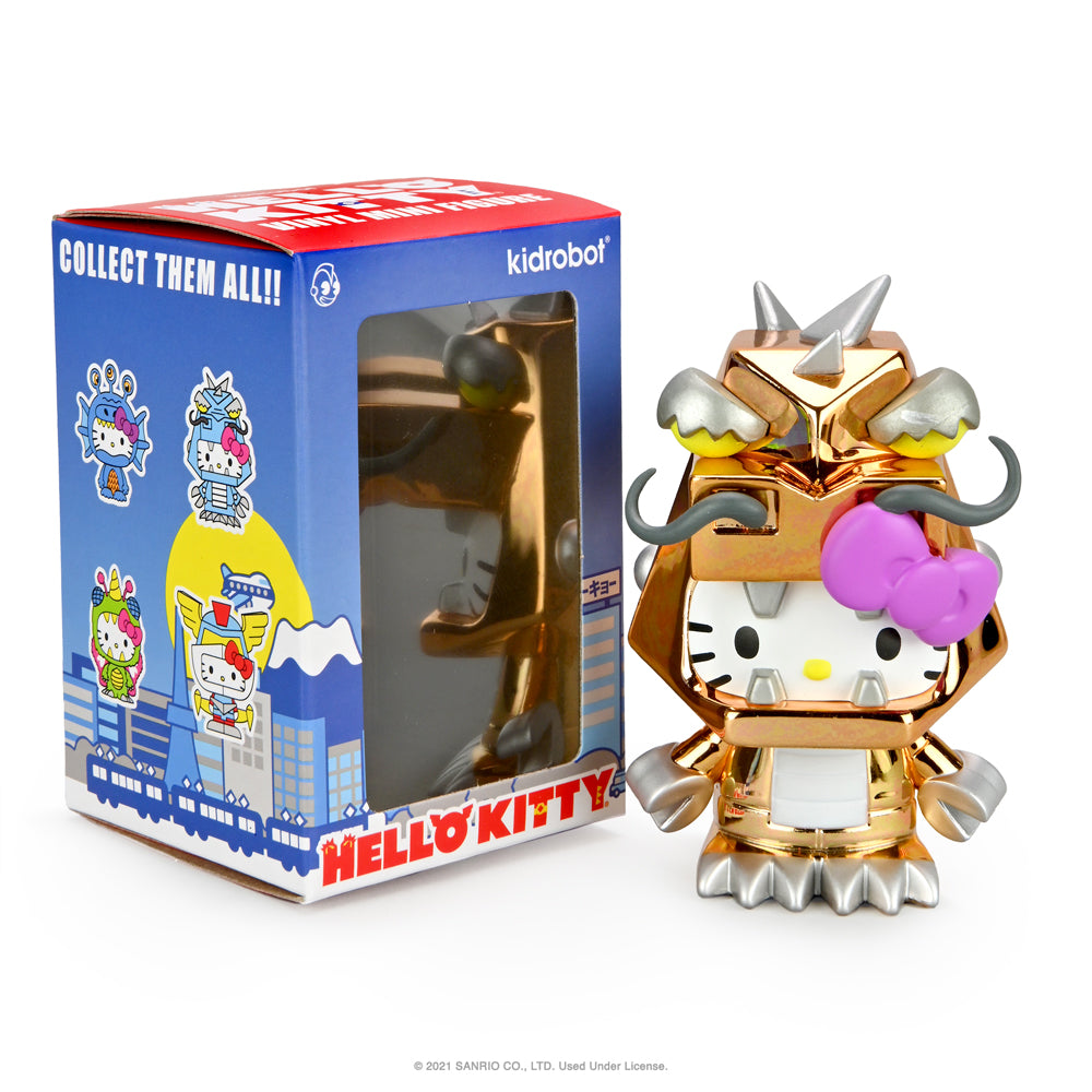 Hello Kitty® Kaiju Monsters 3-inch collectible vinyl figure by Kidrobot, featuring Aquados Blue Wave design, vibrant and detailed.