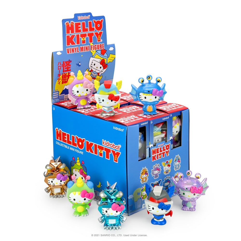 Sanrio Hello Kitty Kaiju Monsters 3-inch collectible vinyl figure by Kidrobot, featuring Aquados Blue Wave design.