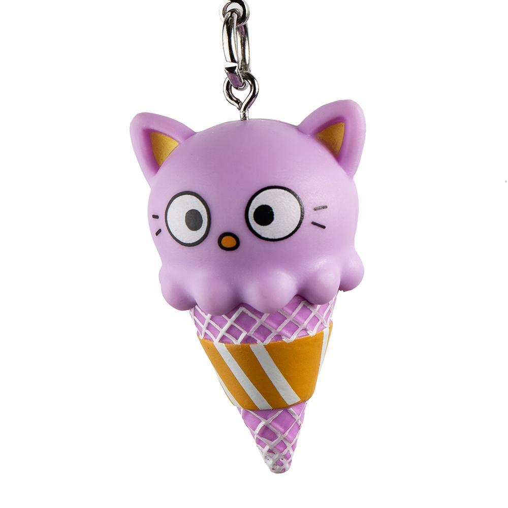 Sanrio Hello Ice Cream Cone vinyl keychain by Kidrobot, featuring a colorful, cute ice cream cone design, single blind box packaging.