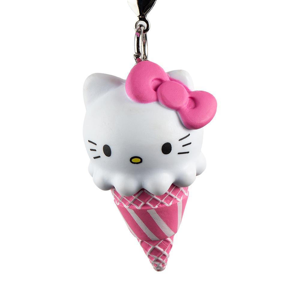 Sanrio Hello Ice Cream Cone vinyl keychain by Kidrobot, featuring a colorful ice cream cone design in a blind box package.
